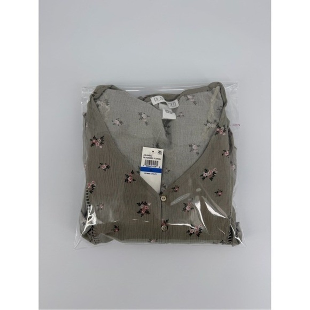 Planet Gold Seagrass Floral Ruffle Button Front Blouse Size XL NWT - Picture 6 of 6